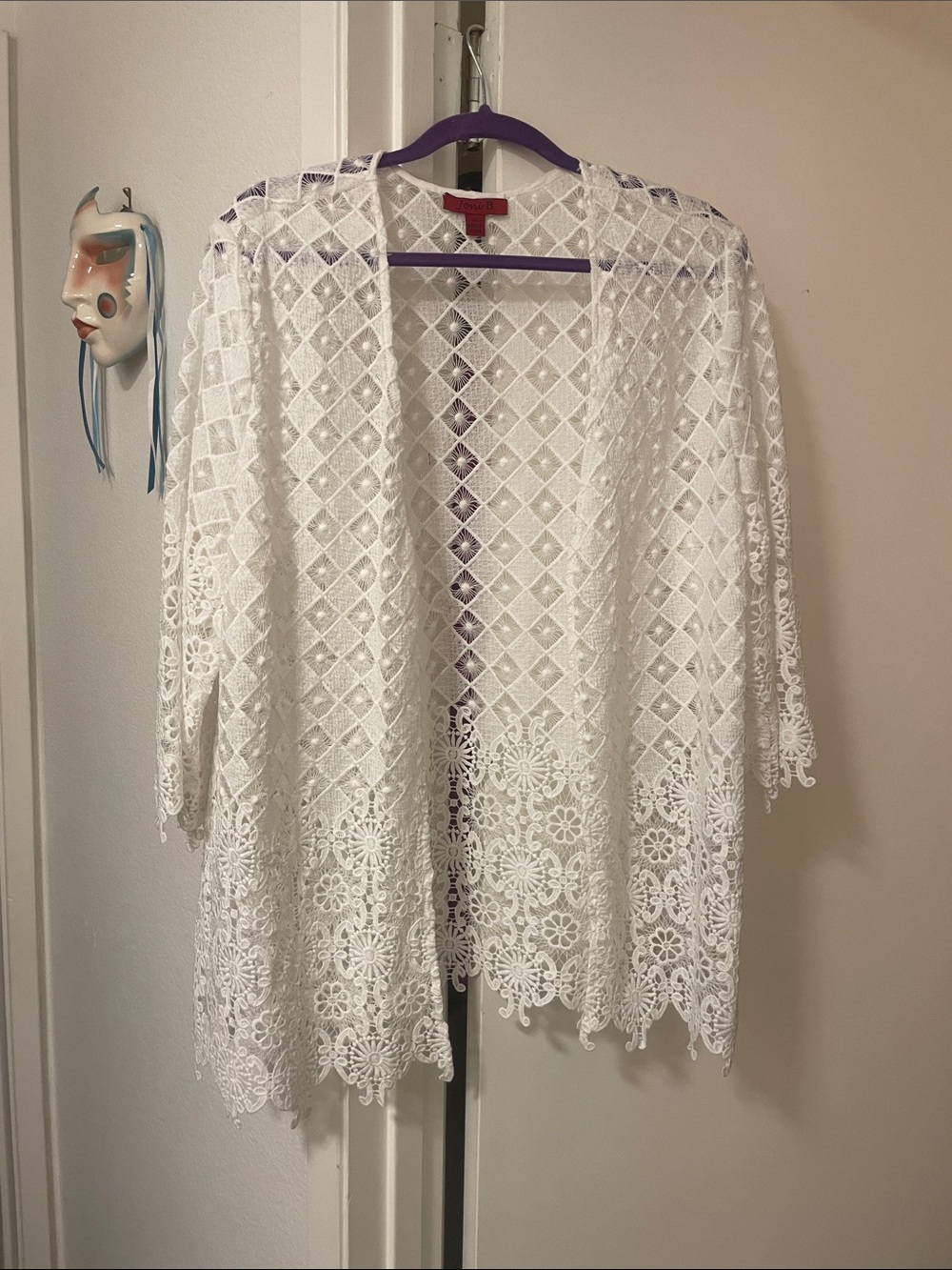 Gorgeous Joni B White lace Open-Front Jacket XL